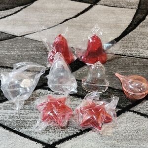 VINTAGE ASSORTED SHAPED COLORS FILLABLE CHRISTMAS ORNAMENTS PRICE FIRM